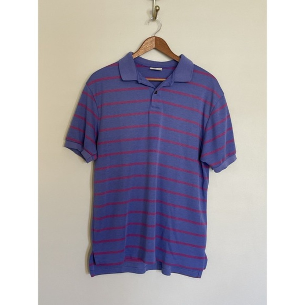 VTG L.L. Bean 90's‎ Purple Striped Short Sleeve Collared Polo Shirt. Size M/L.